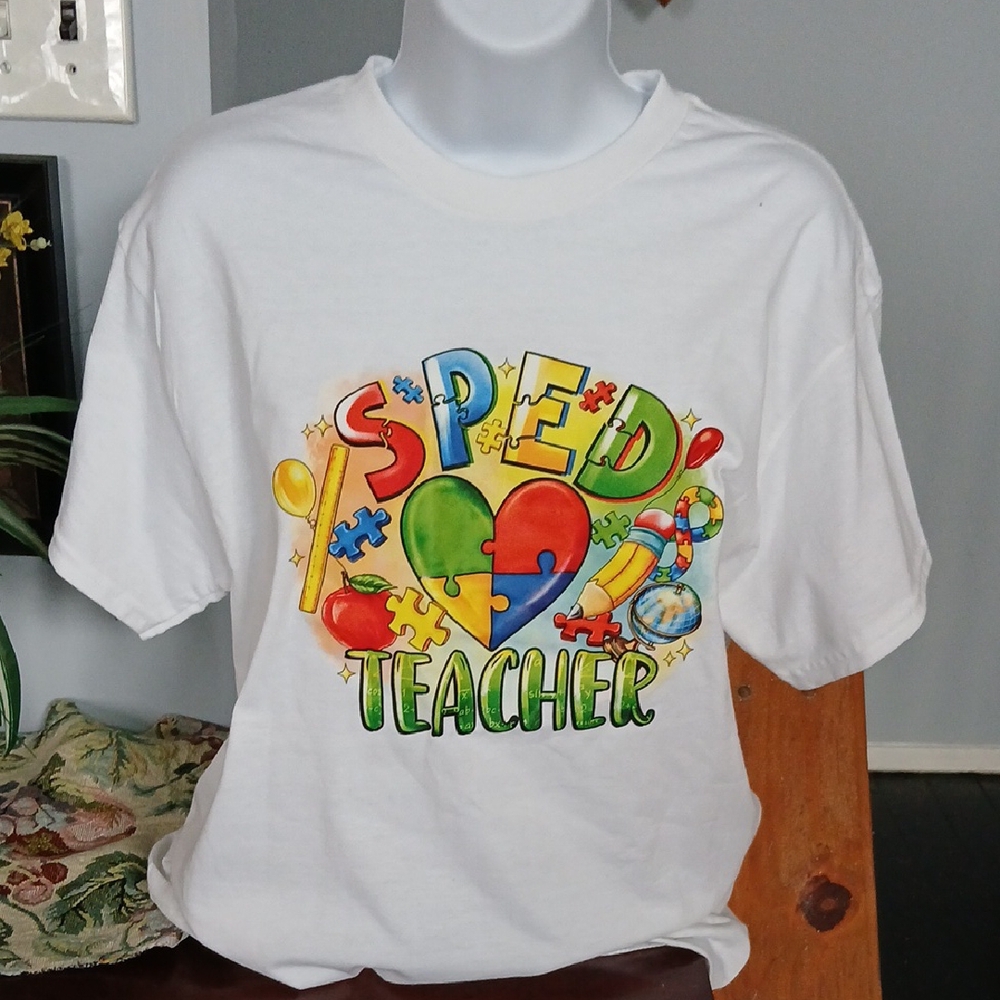 Kids SPED Teacher Graphic T-Shirt - White